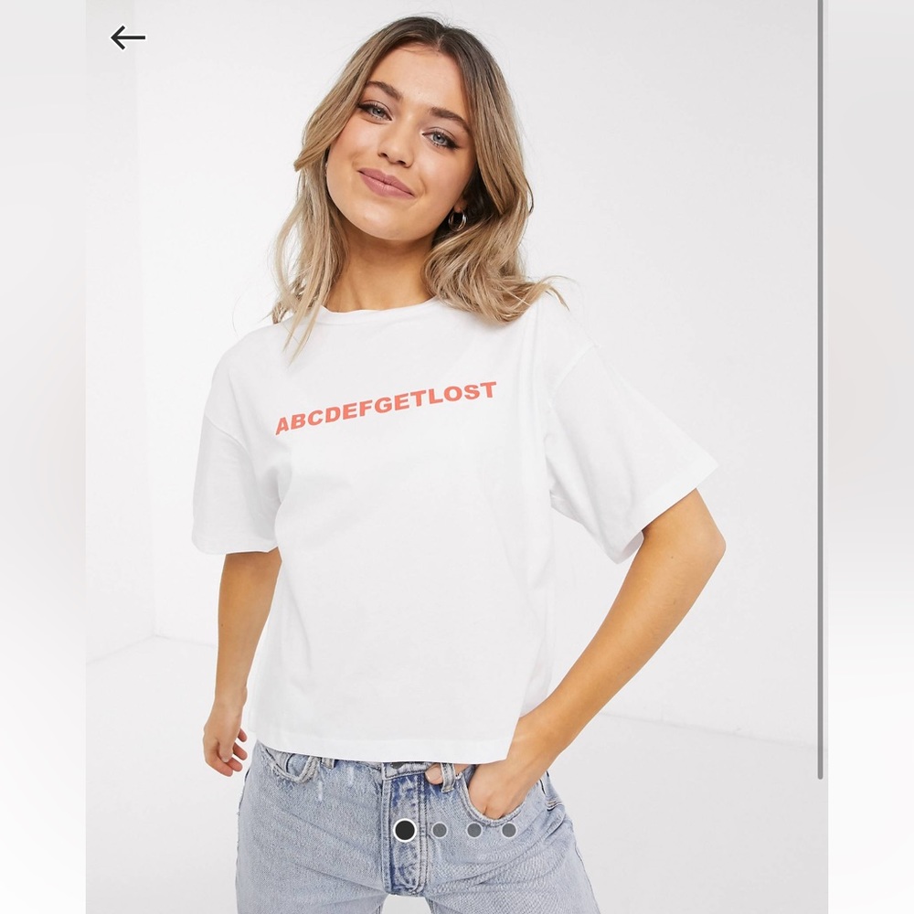 ASOS DESIGN t-shirt with ABCDEFGet lost print in size US 14